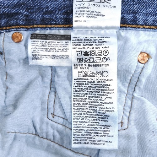 Levis 501 Jeans Mens 40x30 Straight Leg Blue Dark Wash Button Fly Denim - Picture 9 of 19