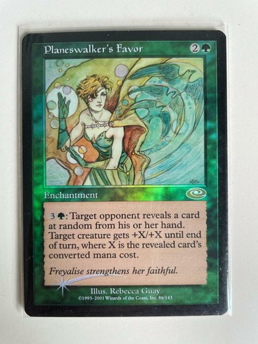 MTG FOIL PLANESHIFT PLANESWALKER'S FAVOR EX+ MAGIC THE GATHERING RARE GREEN CARD - Picture 4 of 6