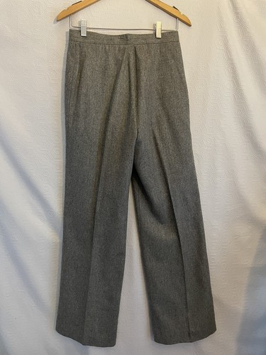 Vintage 70s Mod Patty Woodard Wool Pantsuit Gray Bell Bottoms Wide Lapels 11/12 - Picture 9 of 10