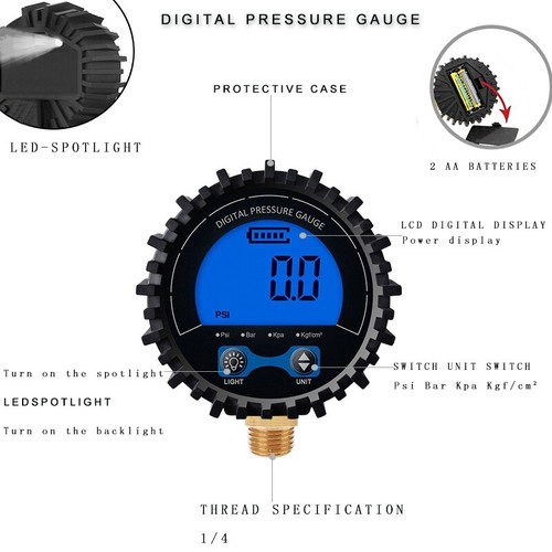 Reifendruckmesser Digitaler Reifentester Display Luftdruckmanometer SchnellkupG1 - Bild 9 von 9