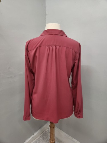 Van Heusen size XL Dark Pink chiffon long sleeved Popover blouse  - Picture 3 of 10