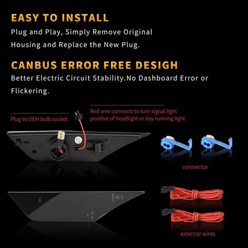 For Honda Civic 16 ~21 Amber Flowing Turn Signal Side Marker White Running Light - Picture 8 of 12