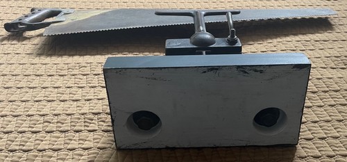 Vintage Industrial Jagged Saw Sculpture Modern Art Metal Clamp Base OOAK - Picture 10 of 10