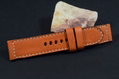 PULSERA RELOJ 24/24 115/75 MM POLPA NARANJA CUERO AUTÉNTICO PARA PANERAI ETC MASTRAP 437 - Imagen 5 de 7