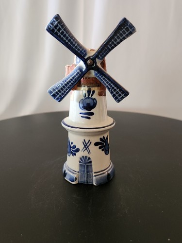 Rynbende's 1970's Delft Hand Painted Vintage Porcelain Windmill Bottle