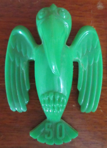 Coppia di CORVI in plastica vintage "50" sulla coda VERDE NERO pezzi gioco 3 1/4" x 2 1/4" - Foto 2 di 9