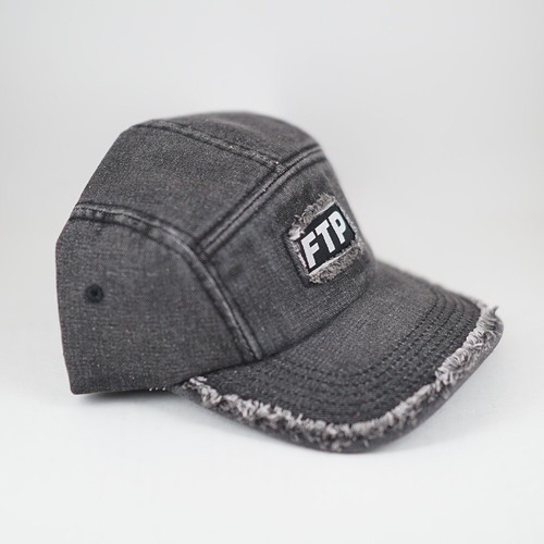 FTP Frayed Denim Logo Camp Hat Black FW23 BRAND NEW Box Logo Cap - Picture 2 of 7
