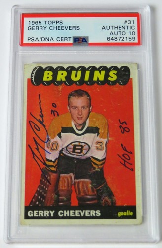 Gerry Cheevers HOF Signed Autograph 1965 Topps RC Rookie Card 31 PSA 10 Auto - Picture 1 of 5