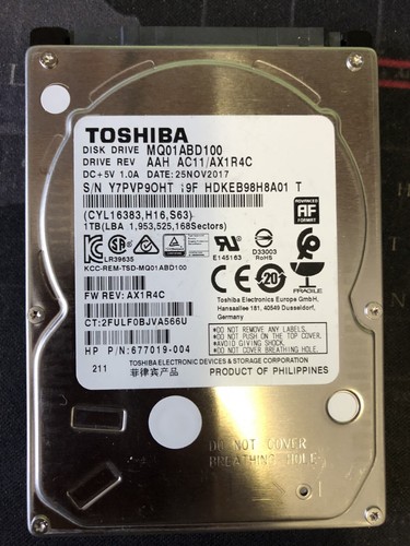 1 HARD DISK 1TB 2,5" HDD TOSHIBA MQ01ABD100 SATA PS4 XBOX NAS SPIELKONSOLE - Bild 22 von 22