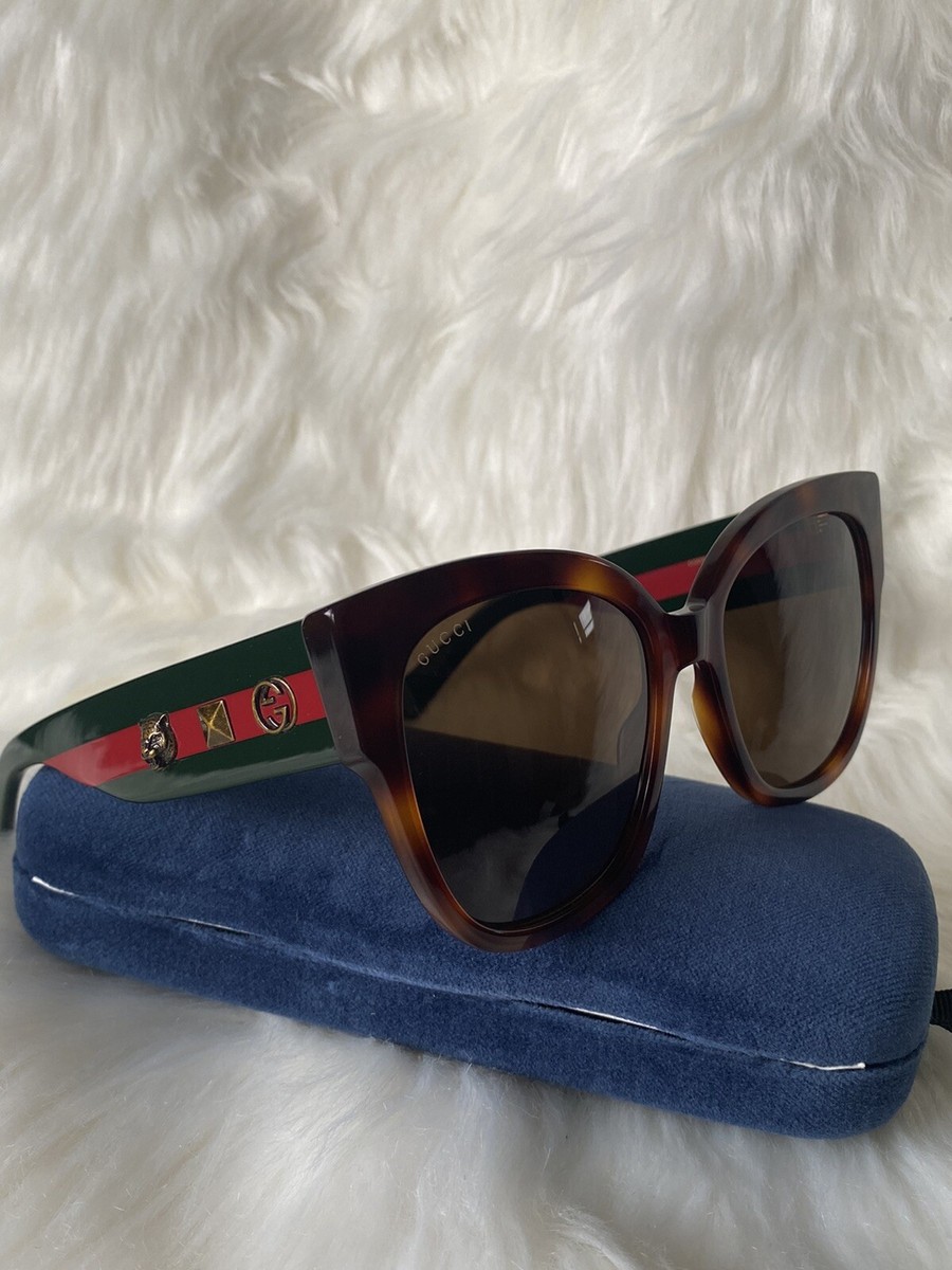 Gucci Gg0059s 002 Havana Brown Green Red Sunglasses 55mm for  display picture 2