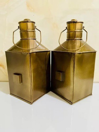 Set of 2 Vintage Iron Kerosene Lantern to Illuminate Your Night Parties, Handmad - Imagen 3 de 6