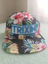 Trixin Floral Flat Brim MultiColor Trucker Snap Back Hat Cap Flowers Mens Womens