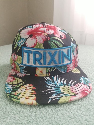 Trixin Floral Flat Brim MultiColor Trucker Snap Back Hat Cap Flowers Mens Womens - Picture 1 of 8