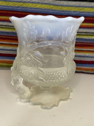 Vintage Mosser White Opalescent 5" Acorn Oak Leafs No Damage - Bild 6 von 7