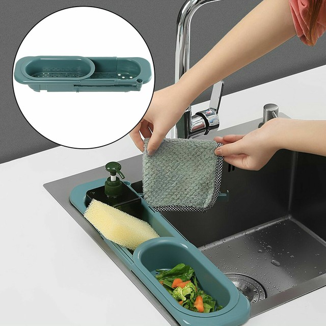 Telescopic Sink Shelf Kitchen Organizer Soap Sponge Holder Drain Rack Basket Telescopic Sink Shelf Kitchen Organizer Soap Sponge Holder Drain Rack Basket