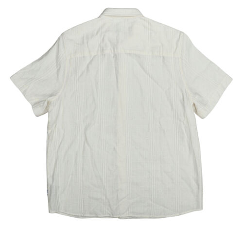 Wax London Textured Short Sleeve Button Down Men's Drum Shirt XL NWT Ecru - Picture 2 of 2