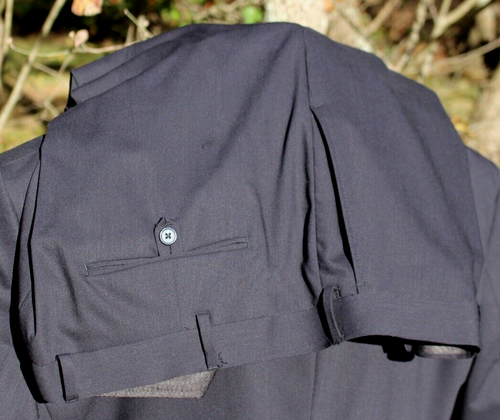 Wilke-Rodriguez Size 50R 2PC Suit Men Pants 43x28 Wool Solid Dark Navy Blue - Picture 4 of 11