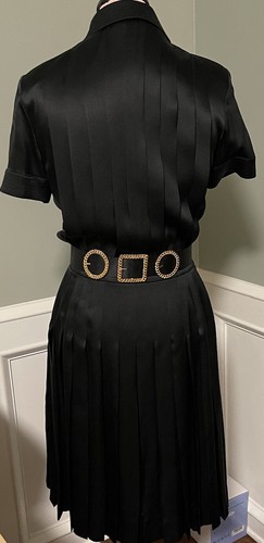 Vintage CHANEL BOUTQUE 1970’s black pleated SILK dress, SZ 38 Fr/8 U.S. EXC COND - Picture 2 of 23