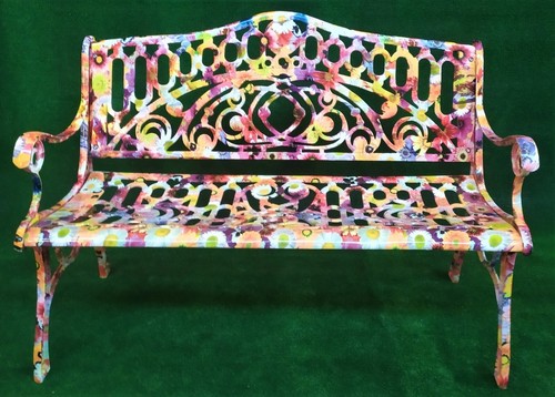 PANCHINA 2 POSTI IN ALLUMINIO CUBICATO FLOREALE MOD COLONIAL DA ESTERNO GIARDINO - Imagen 2 de 7