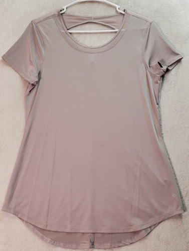 Layer 8 T-Shirt Oberteil Damen Medium Lila Kurzarm Cutout Rücken Rundhals Logo - Bild 1 von 10
