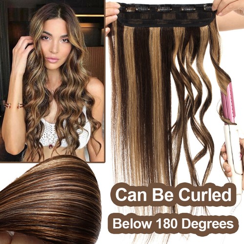 CLEARANCE Thick 3/4 Full Head Clip in Remy Human Hair Extensions One Piece Weft - Picture 15 of 84