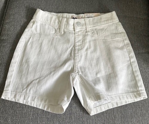 KOHL'S So GIRLS KIDS WHITE MID RISE PULL-ON CANVAS SHORTS SIZE 8 - Picture 3 of 6
