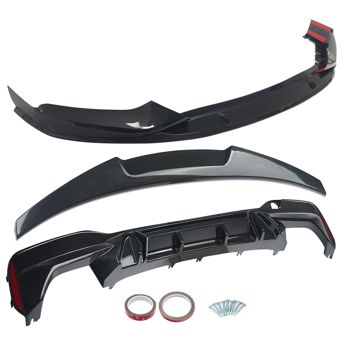 3 Pcs FOR BMW G30 530i 540i 2017On M Sport Bodykits Splitter Spoiler