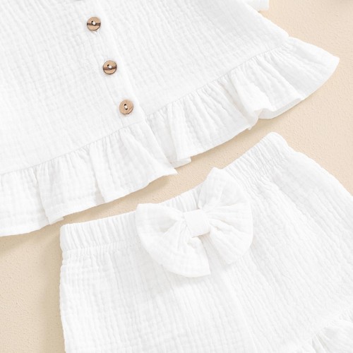 Summer Toddler Girl Clothes Baby Girl Ruffle Sleeveless Shirt with Buttons Bo... - Picture 5 of 5