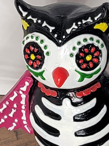 Día de los Muertos Adorable Calavera de Azúcar BÚHO 🙂 Estatuilla del Día de los Muertos - Imagen 9 de 10