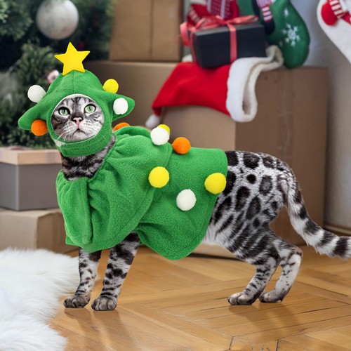 Christmas Dog Costume Christmas Cat Outfit Dog Christmas Tree Cape Xmas Dog C... - Picture 2 of 7