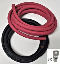 Welding Cable, 4/0 Gauge, 10 Feet Red/10 Feet Black, 5 TINNED Copper Lugs