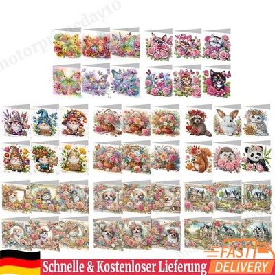 6pcs Diamond Art Cards DIY Diamond Painting Greeting Thank You Card Arts Crafts