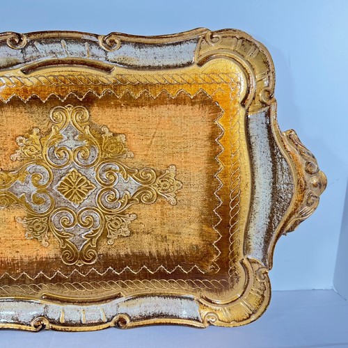 Handmade VERO LEGNO Presentation Tray Decorative Florence Italy Gold Gilt 17x10 - Picture 3 of 5