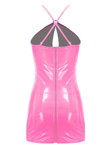 Women Skirts Mini Dress Clubwear Nightwear Tight Halter Role Play Leather Club - Picture 27 of 59