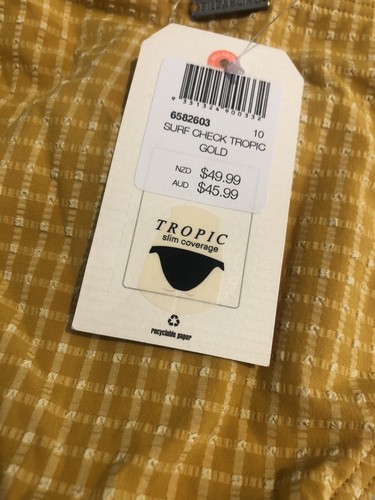 BILLABONG Surf Check Tropic Bikini Bottom Only Yellow Size 10 BNWT - Picture 5 of 5