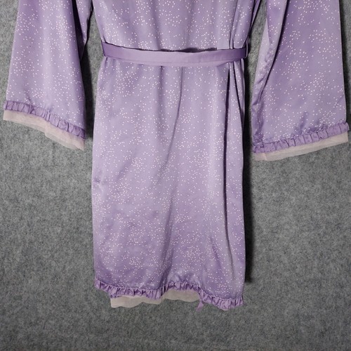 Simply Vara Wang Robe Slip Set M Heart Novelty Satin Belt Kimono Slv Wrap Ruffle - Picture 20 of 24