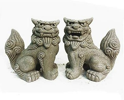 Okinawa Shisa 1 Pare Set 2 Shisa Stone Lion Shi Shi Pottery Japanese Ebay