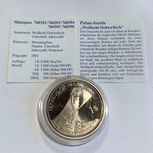 Marine Life Protection Palau 1 + 5 Dollars Farb-Münze PP Teil 1,  AUSWAHL (R14 - Bild 71 von 223