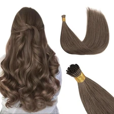 GOO GOO Cold Fusion Remy I Tip Human Hair Extensions * 24" 100g *Light Ash Brown