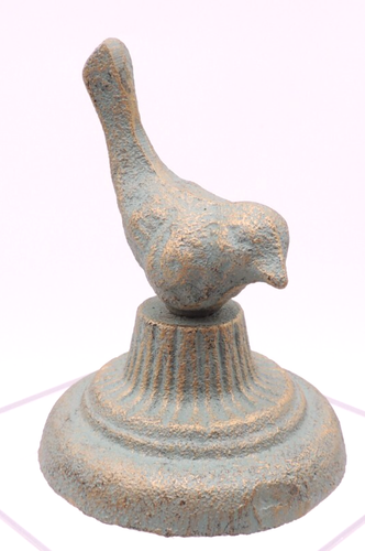 Vintage Messing Vogelfink? Figur schöne Patina 4,5" Bronze grün Türstopper Garten - Bild 2 von 13