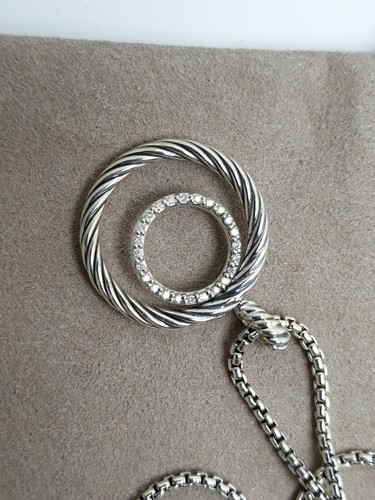 David Yurman Mobile Small Pave Pendant Necklace Diamonds Sterling - Picture 7 of 9