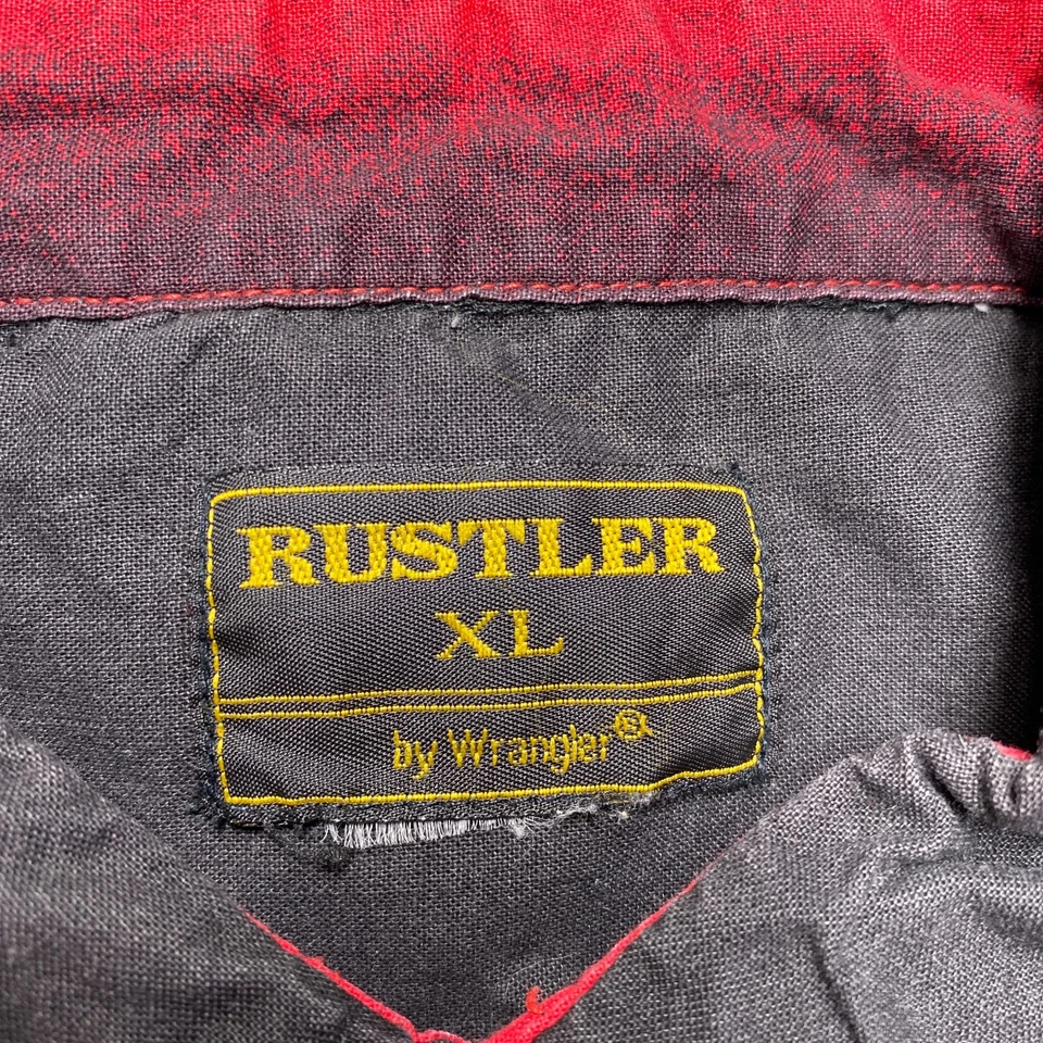 Camisa Rustler De Colección Para Hombres XL Roja Negra Perla A Presión Vaquero Western Rodeo Ranch Foto 3 de 4