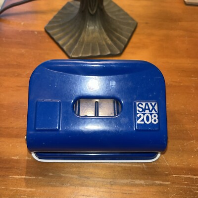 SAX Design 208 Sachs Desk Stationary 2 Hole Punch, Blue. Made In Austria.