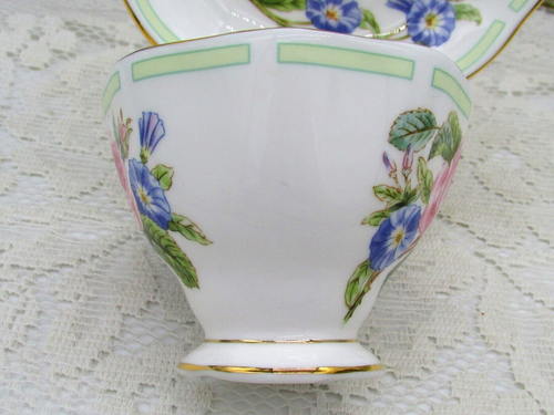 ROYAL ALBERT BOTANICAL TEAS SERIES ROSE PATTERN MORNING GLORY TEA CUP AND SAUCER - Picture 5 of 8
