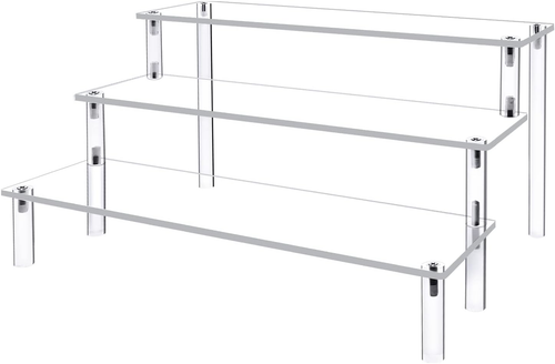 Acrylic Display Risers,Clear Shelf 3 Tier Cupcake Display Stand Steps for Food D - Picture 12 of 12