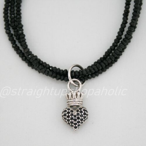 King Baby Black Spinel Bracelet SML BLK 3D Pave Crowned Heart Q40-5260 MSRP $295 - Picture 3 of 7