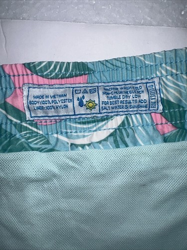STRONG BOALT Palm Beach Men’s Pink Blue Green Leaf Print Board Shorts Size XL - Afbeelding 6 van 7