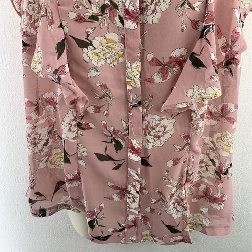 Lovedrobe Sheer Ruffle Top Chiffon Sleeveless Button Front UK 18 Pink Flora - Picture 5 of 17