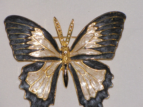 Butterfly Brooch Rhinestone Pin Gold Plated Womens - Picture 13 of 24