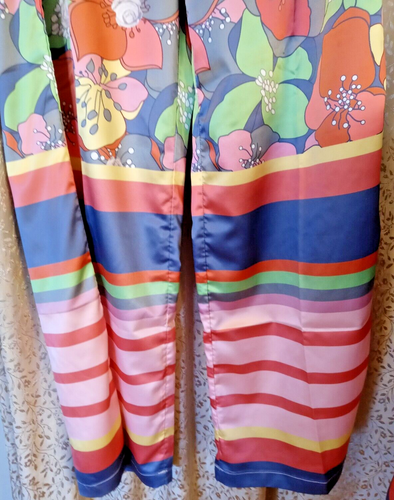 Psychedelic Vintage Tunic Pantsuit Orange Green Purple Yellow Flower Size XL - Picture 17 of 23